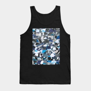 Abstract Minimal Collage of Blue Lines. Tank Top